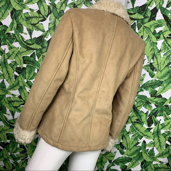 Y2K Liz Claiborne Coat Women's Size S Retro 00s Penny Lane Bratz Style Faux Fur - Picture 5 of 7